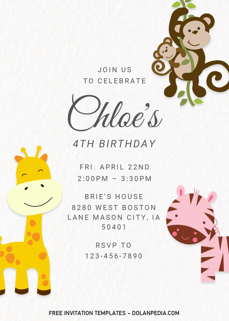 Safari Baby Invitation Templates - Editable With MS Word and has 