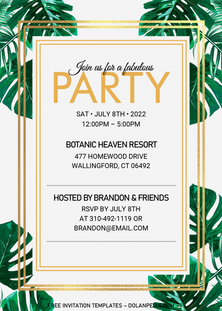 Summer Party Invitation Templates - Editable .Docx and has white background