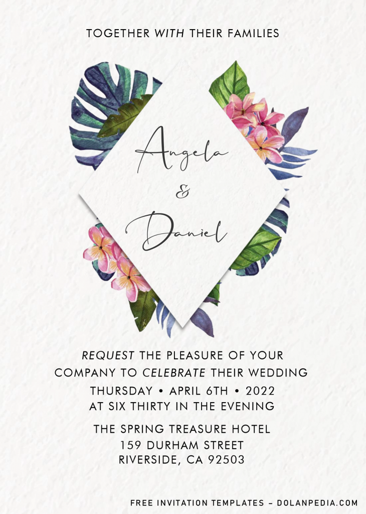 Classy Tropical Invitation Templates - Editable .Docx and has aesthetic font styles