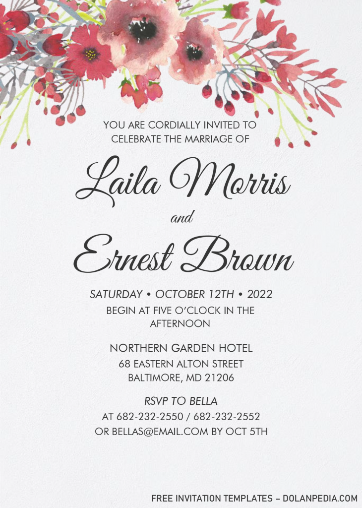 Watercolor Floral Invitation Templates - Editable With MS Word and has aesthetic fonts