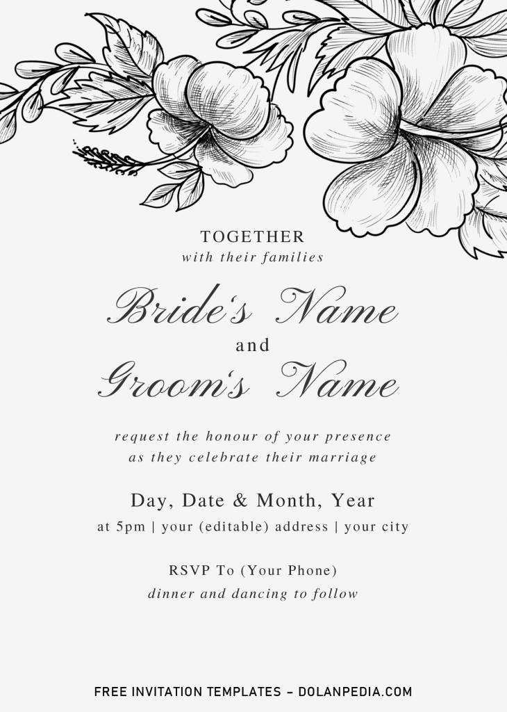 Botanical Branches Invitation Templates - Editable .Docx and has cherry blossom branch