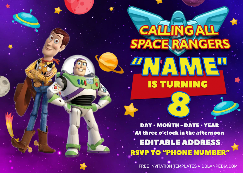 Buzz Lightyear Birthday Invitation Templates - Editable .Docx and has calling all space rangers