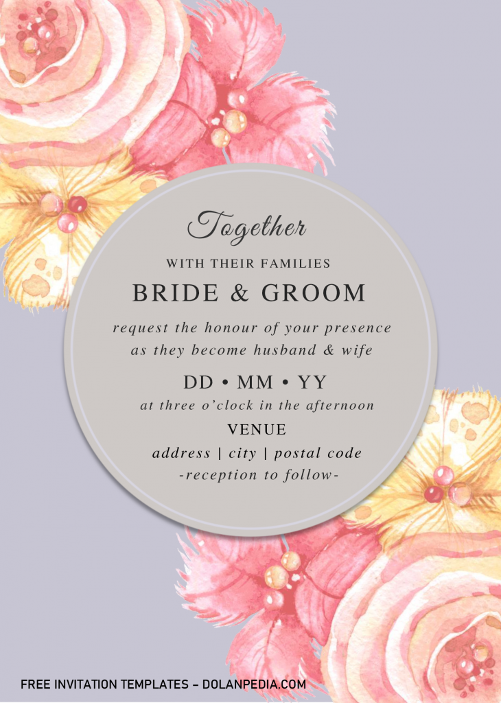 Pastel Floral Invitation Templates - Editable With Microsoft Word and has 