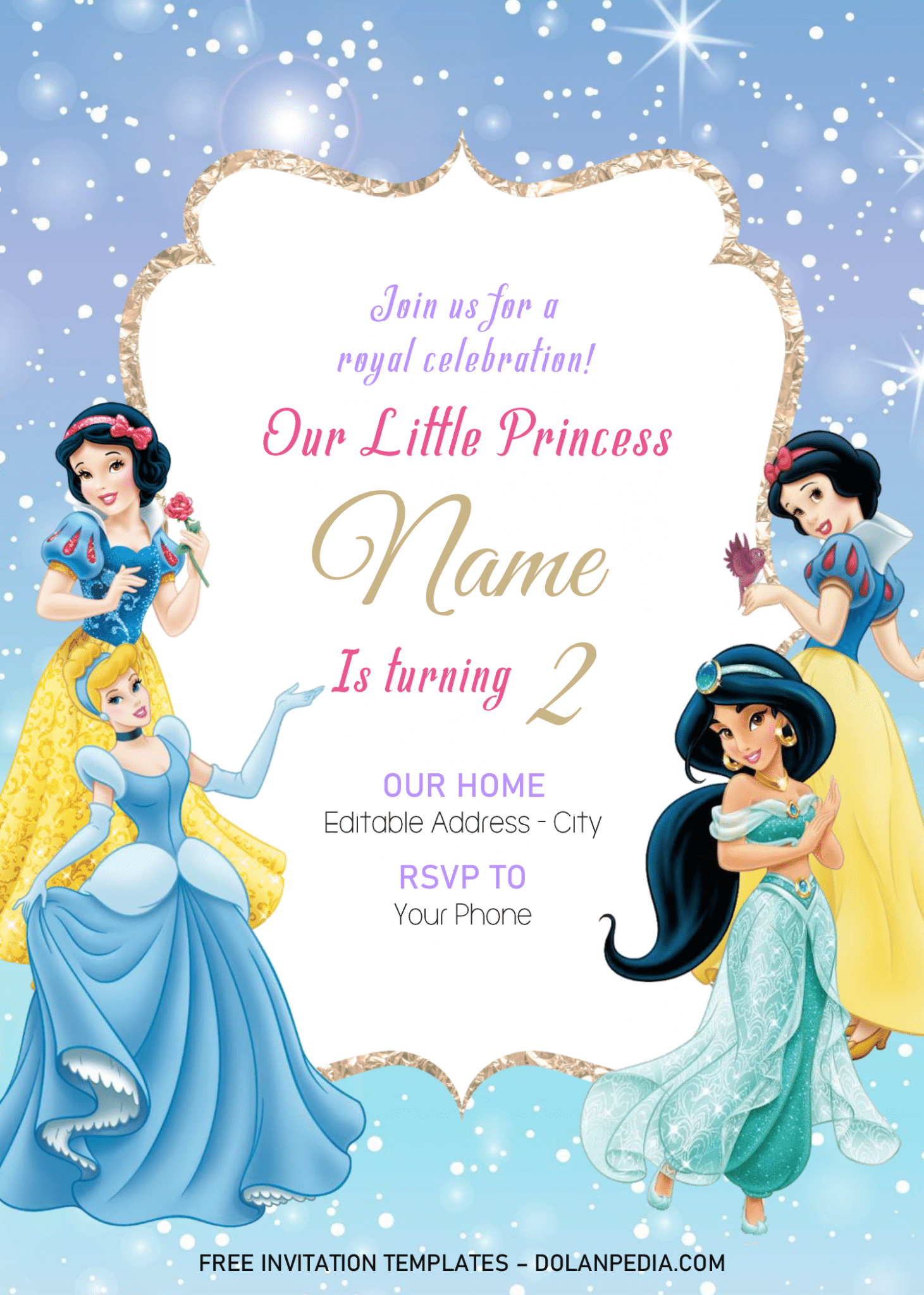 Disney Princess Invitation Templates - Editable With MS Word ...