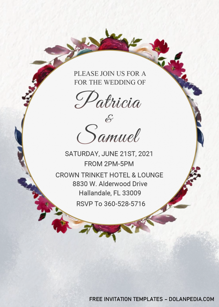 Floral Wreath Invitation Templates - Editable With MS Word and has portrait design