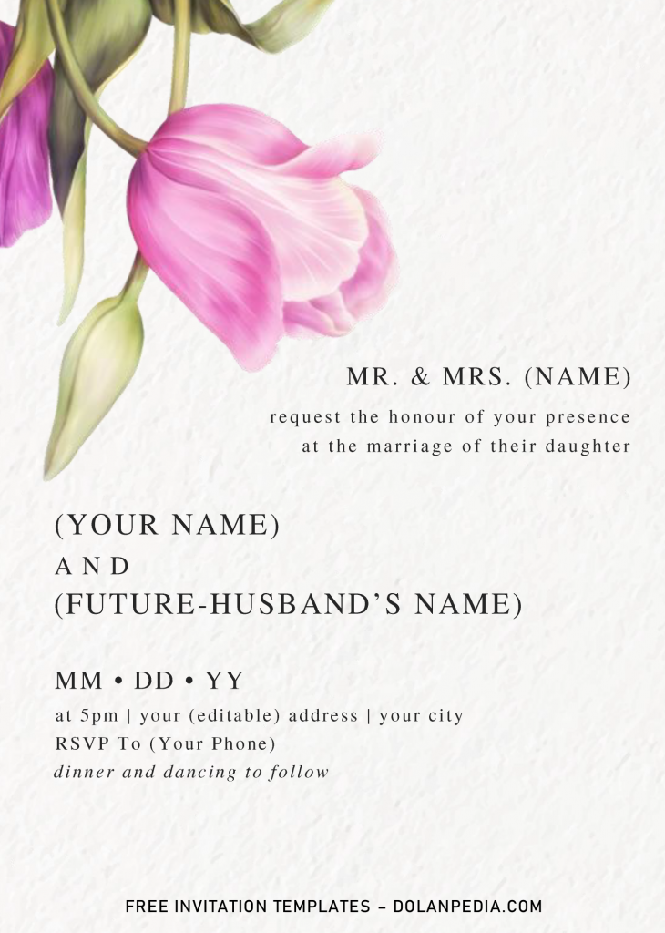 Watercolor Tulips Invitation Templates - Editable With MS Word and has aesthetic designs