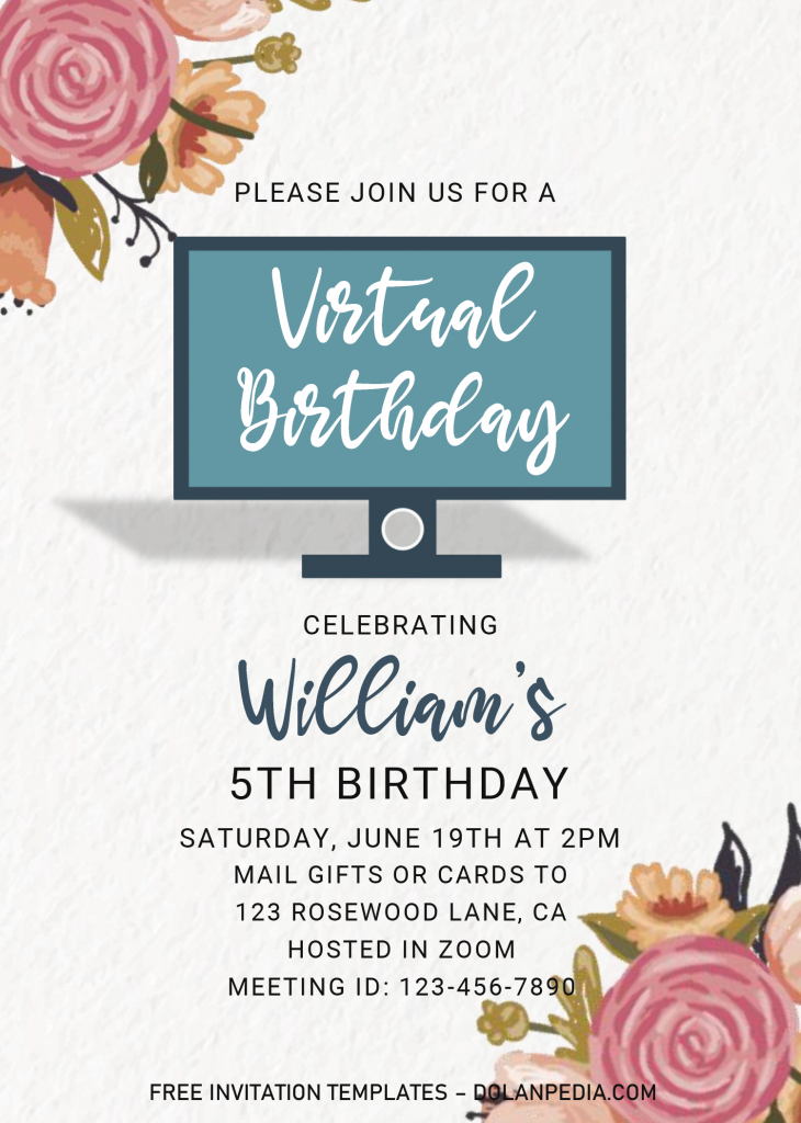 Virtual Party Invitation Templates - Editable With MS Word and has minimalist design
