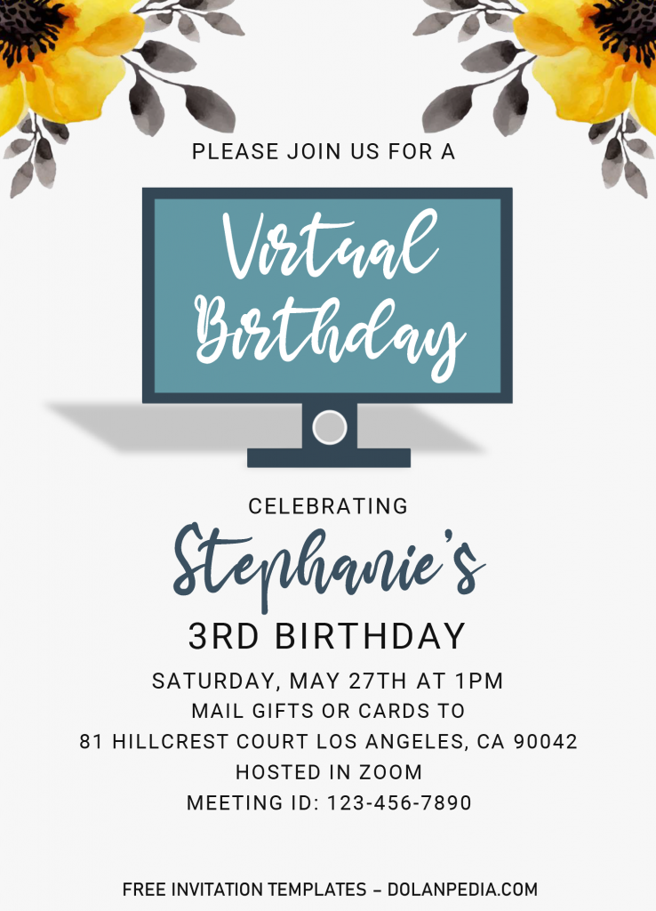 Virtual Party Invitation Templates - Editable With MS Word and has canvas style background
