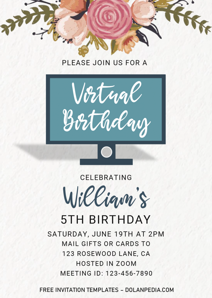Virtual Party Invitation Templates - Editable With MS Word and has portrait orientation design