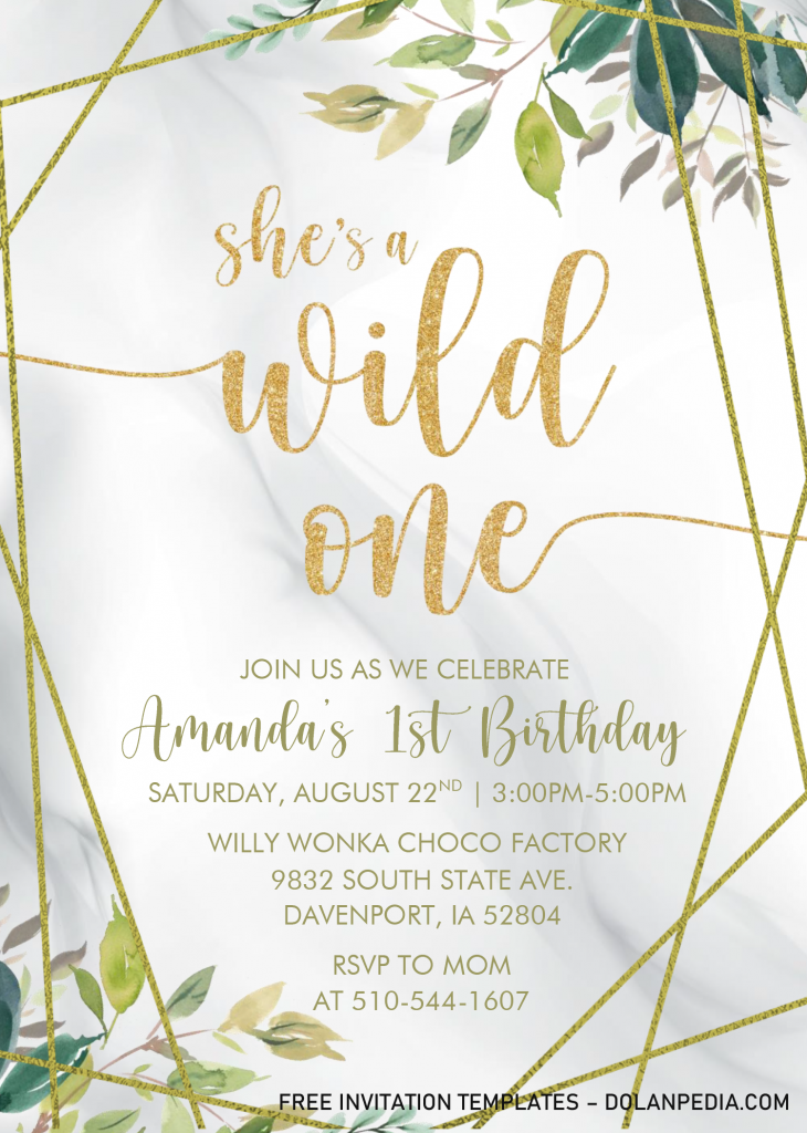 Wild One Floral Invitation Templates - Editable With MS Word and has watercolor floral