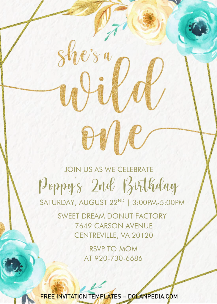 Wild One Floral Invitation Templates - Editable With MS Word and has 