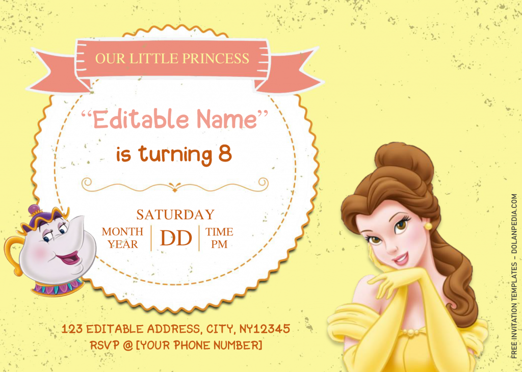Beauty And The Beast Birthday Invitation Templates - Editable With MS Word