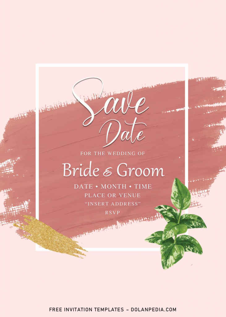 Brush Stroke Wedding Invitation Templates - Editable .Docx