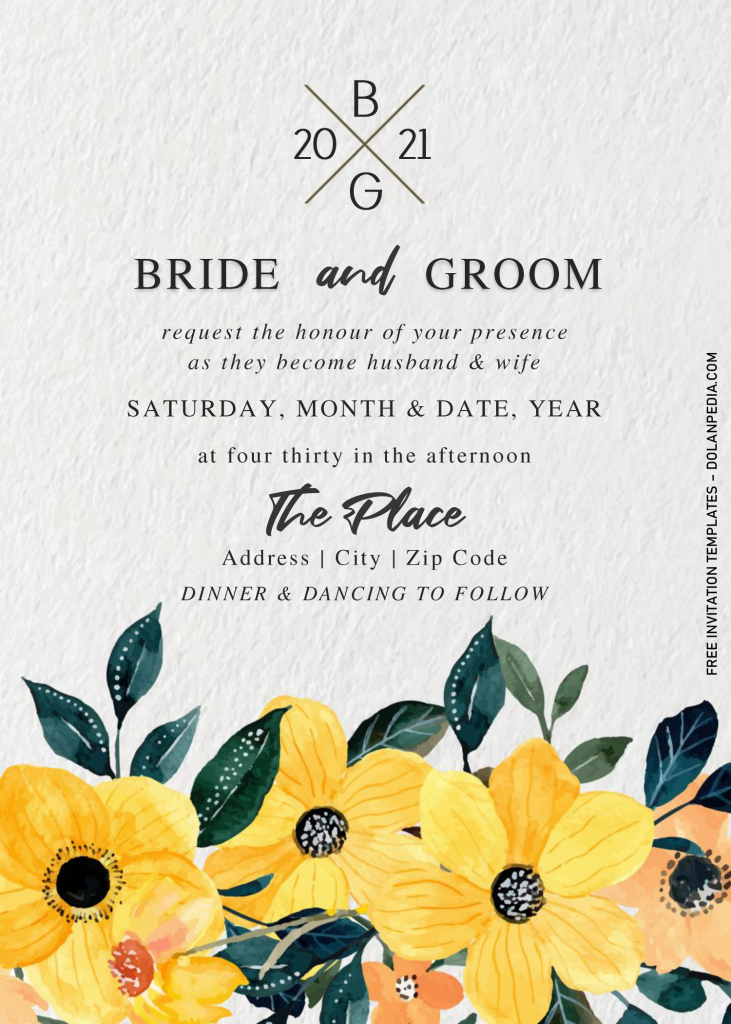 Classy Monogram Wedding Invitation Templates - Editable With MS Word and has minimalist design