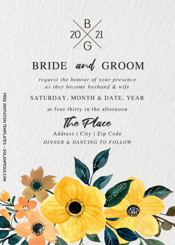 Classy Monogram Wedding Invitation Templates - Editable With MS Word and has canvas background