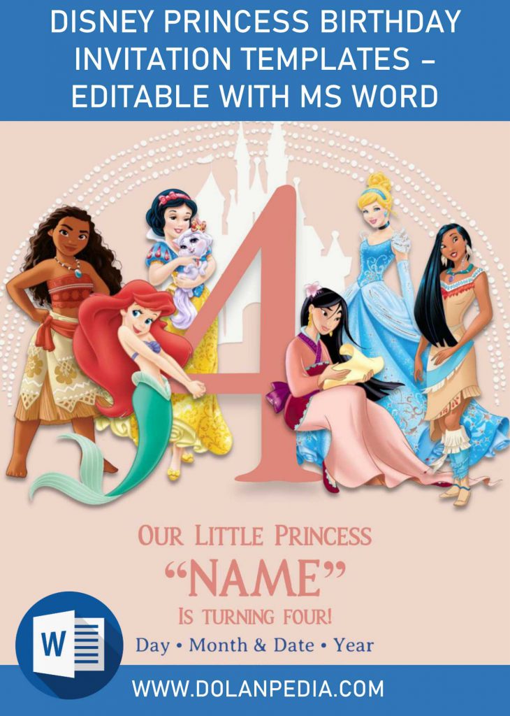 Disney Princess Birthday Invitation Templates - Editable With MS Word and has 