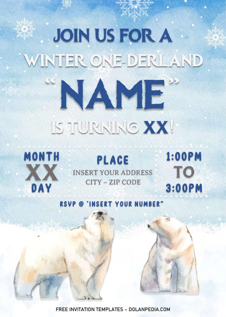 Free Winter Wonderland Birthday Invitation Templates For Word and has cute and elegant font styles