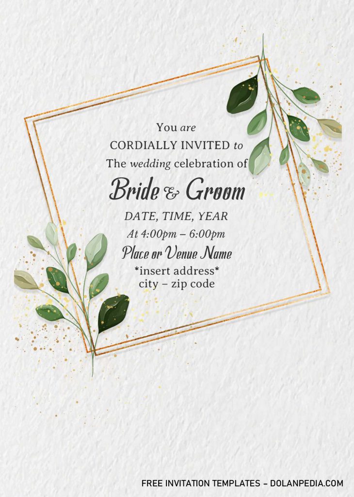 Gold Frame Floral Invitation Templates - Editable With MS Word and gold text frame