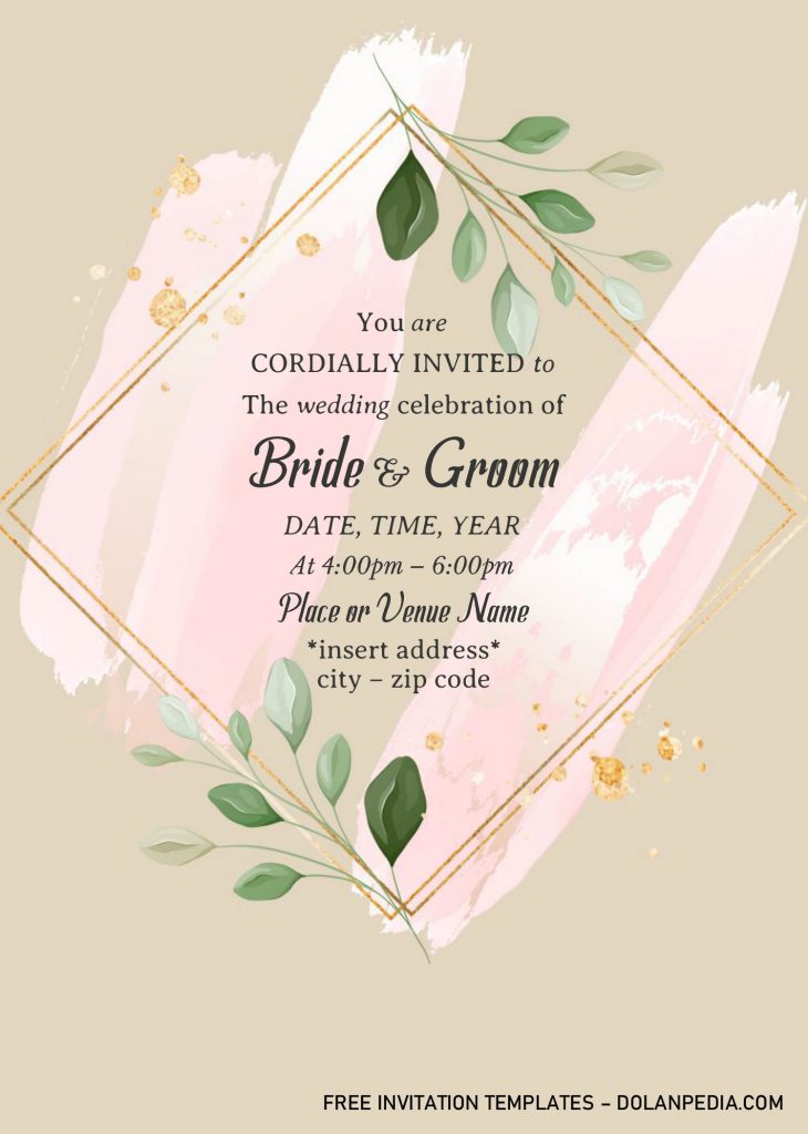 Gold Frame Floral Invitation Templates - Editable With MS Word and minimalist design
