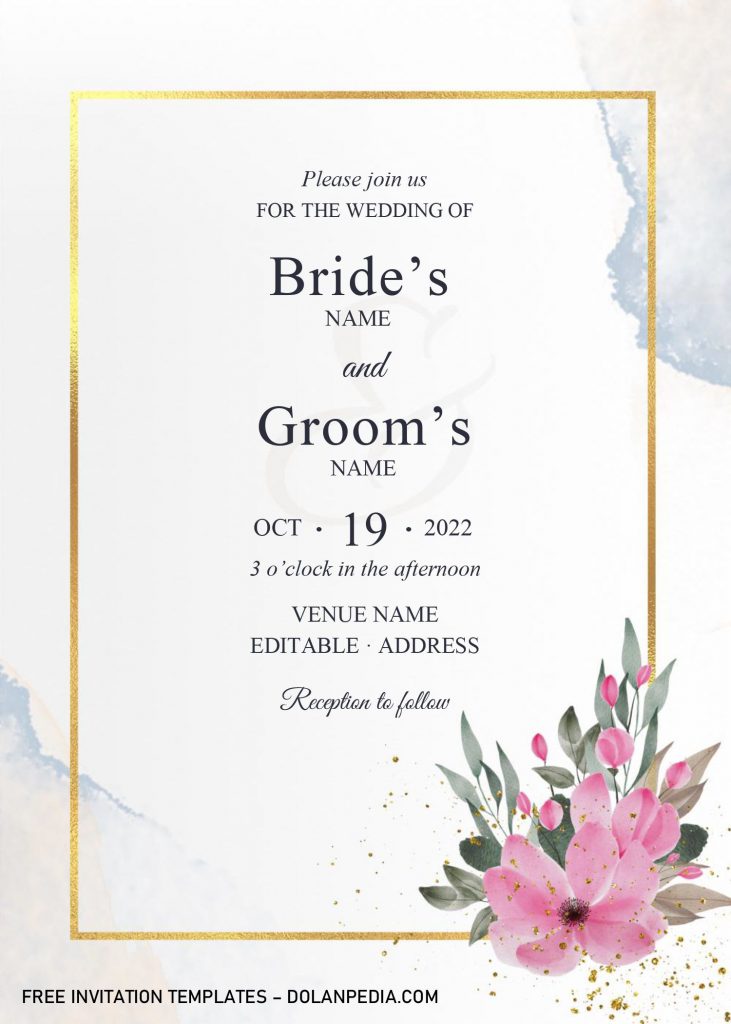 Golden Frame Wedding Invitation Templates - Editable With Microsoft Word and has dazzling Gold Text Frame