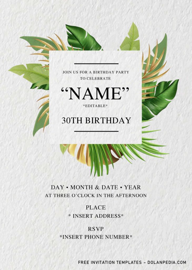 Greenery Birthday Invitation Templates - Editable With Microsoft Word