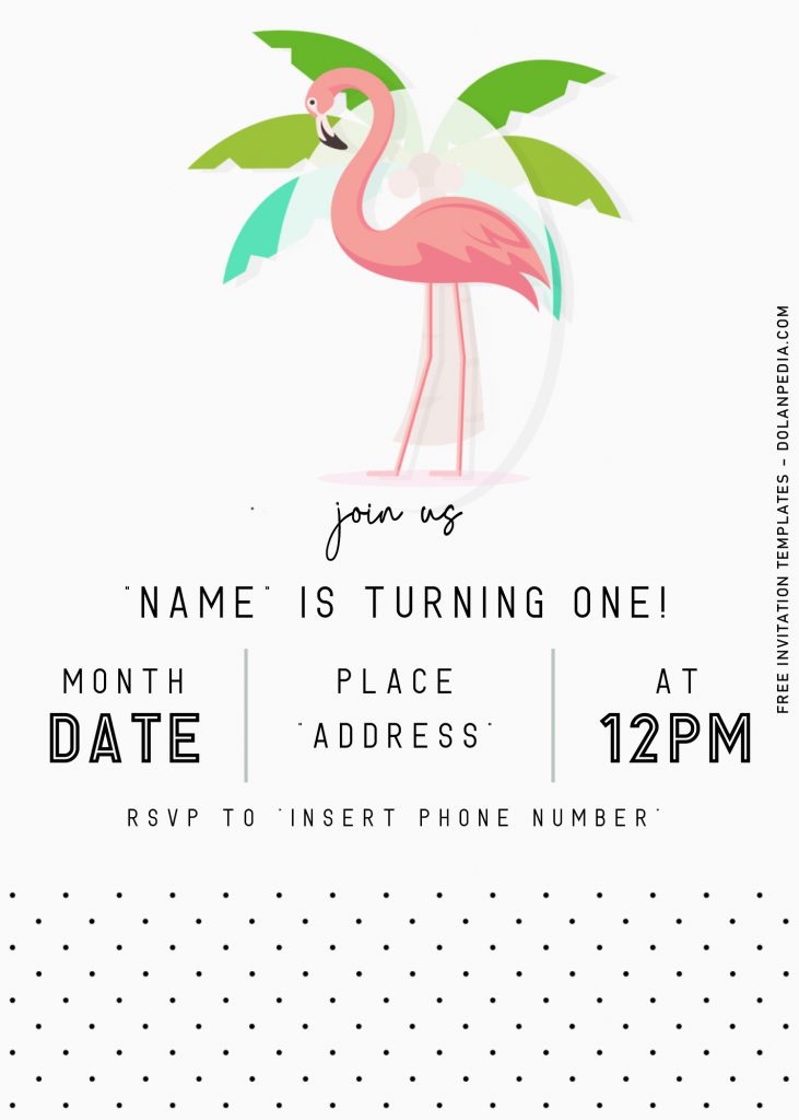 Flamingo Birthday Invitation Templates - Editable With Microsoft Word and has summer tropical design