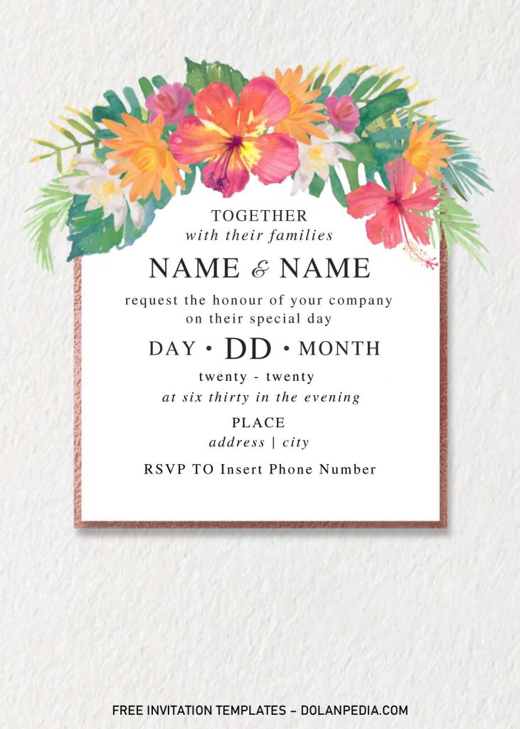Festive Floral Wedding Invitation Templates - Editable With Microsoft Word and has elegant design and canvas background