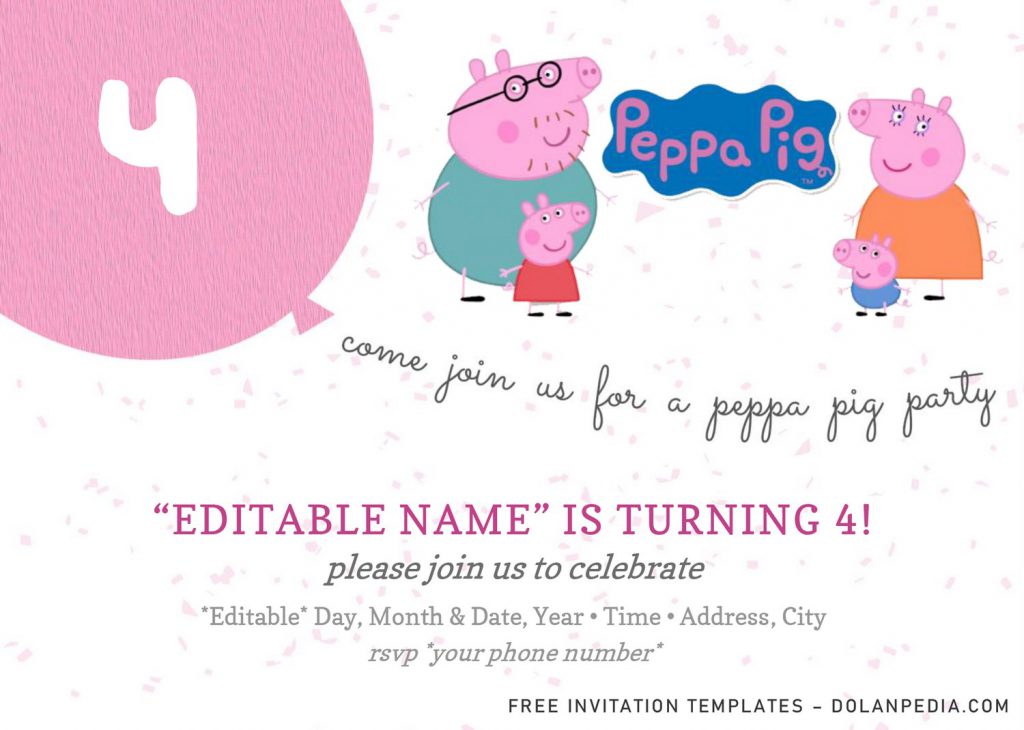 Peppa Pig Baby Shower Invitation Templates - Editable With Microsoft Word and has peppa logo