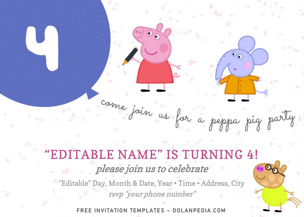 Peppa Pig Baby Shower Invitation Templates - Editable With Microsoft Word and has landscape orientation