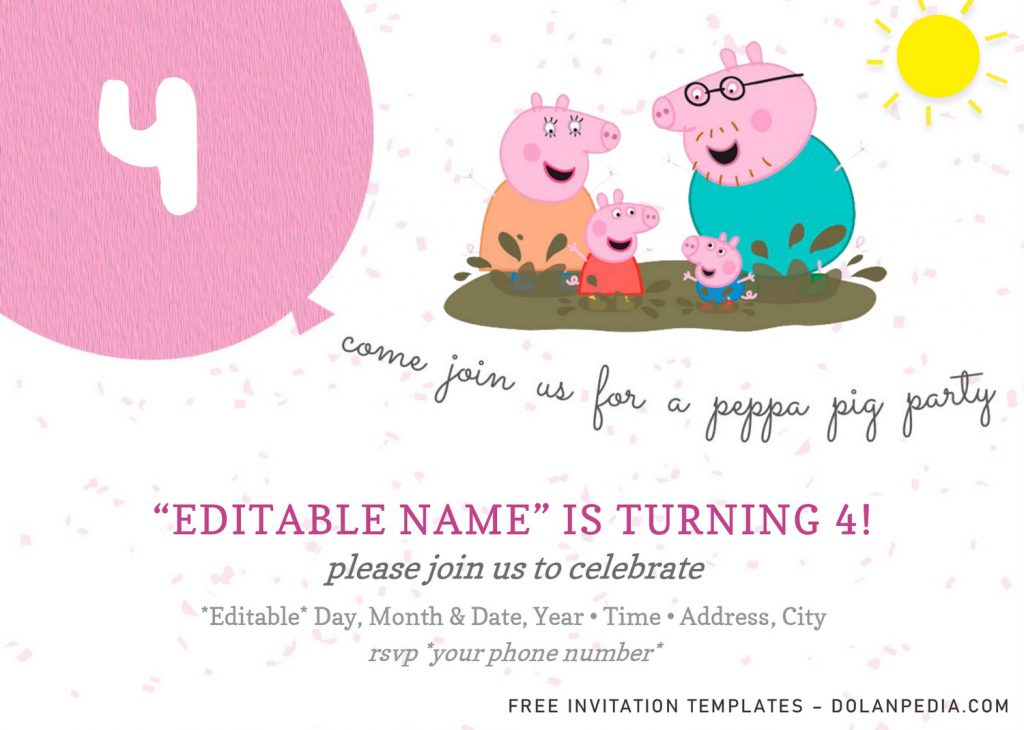 Peppa Pig Baby Shower Invitation Templates - Editable With Microsoft Word and has peppa mom and dad