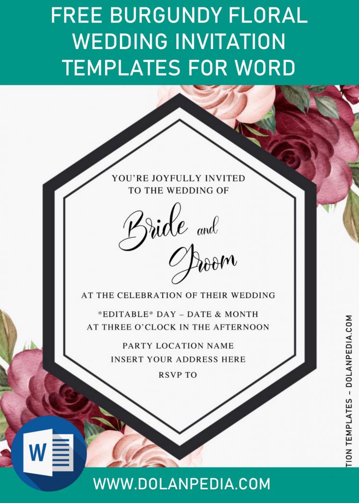 Free Burgundy Floral Wedding Invitation Templates For Word