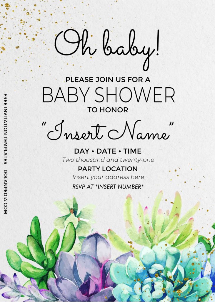 Free Oh Baby Cactus Birthday Invitation Templates For Word