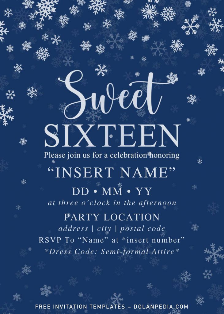 Free Winter Sweet Sixteen Birthday Invitation Templates For Word and has 