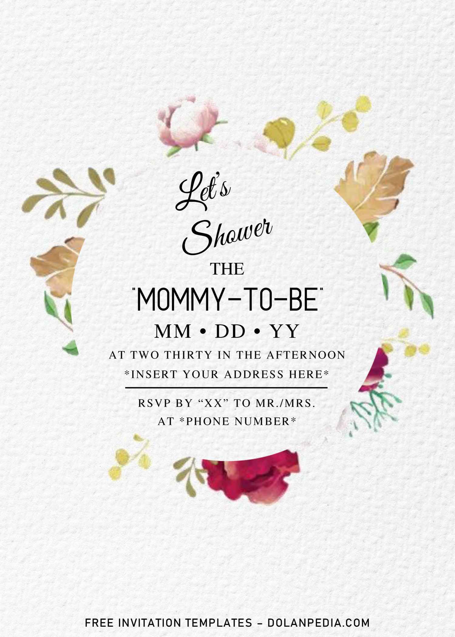 Printable digital template Girl Templett Editable Floral Watercolor Adoption Baby shower party invitation Garden Welcome home forever