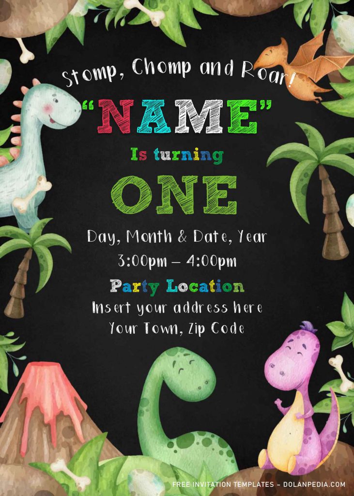 Free Dinosaur Birthday Invitation Templates For Word and has Exotic Green leaves and trees