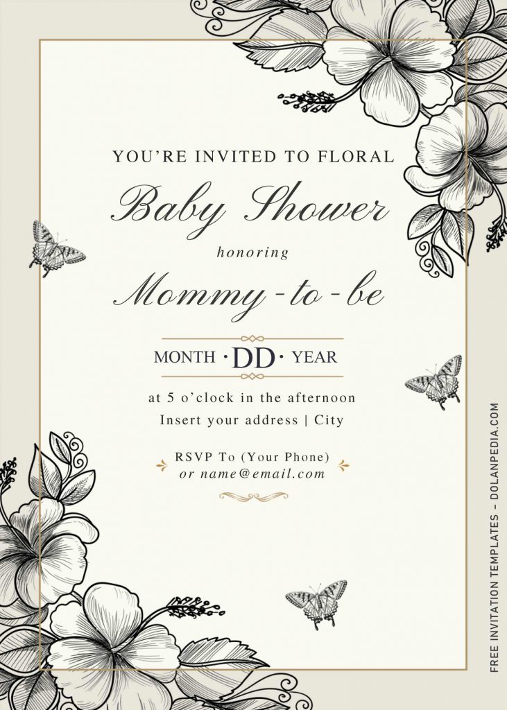 Free Hand Drawn Vintage Floral Wedding Invitation Templates For Word and has classy vintage script fonts