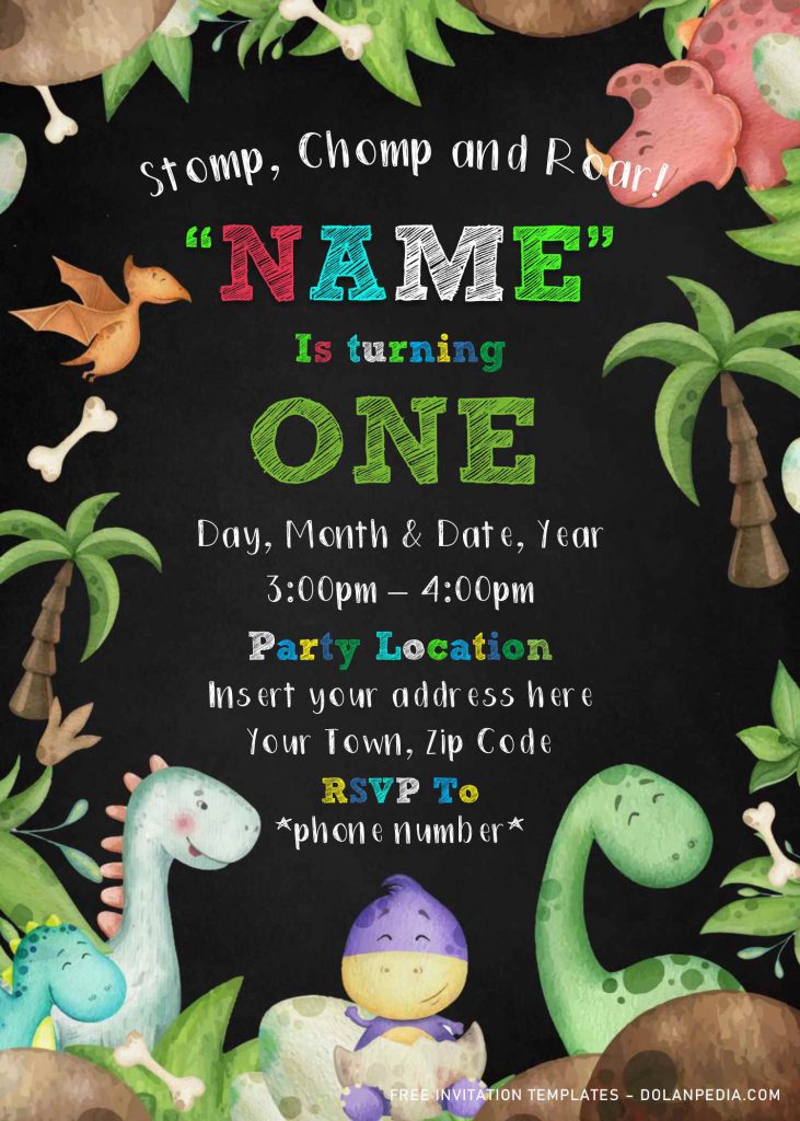 Free Dinosaur Birthday Invitation Templates For Word and has Colorful text
