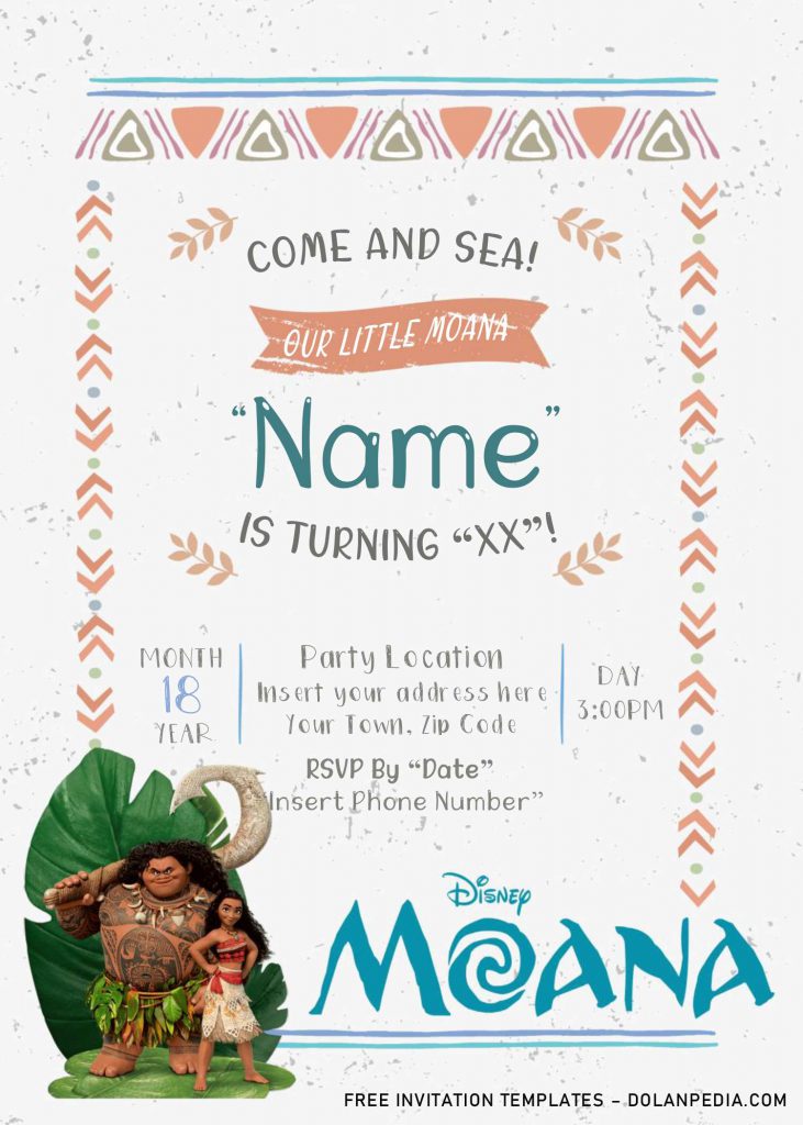 Free Moana Birthday Invitation Templates For Word and has Moana And Mauri