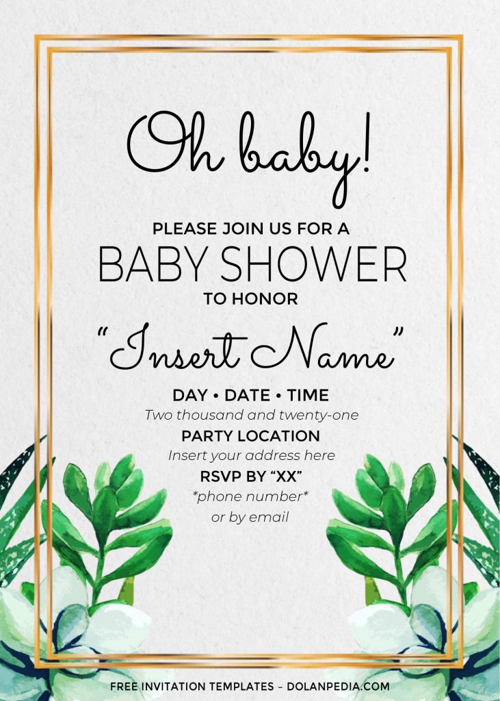 Free Oh Baby Cactus Birthday Invitation Templates For Word and has watercolor succulent