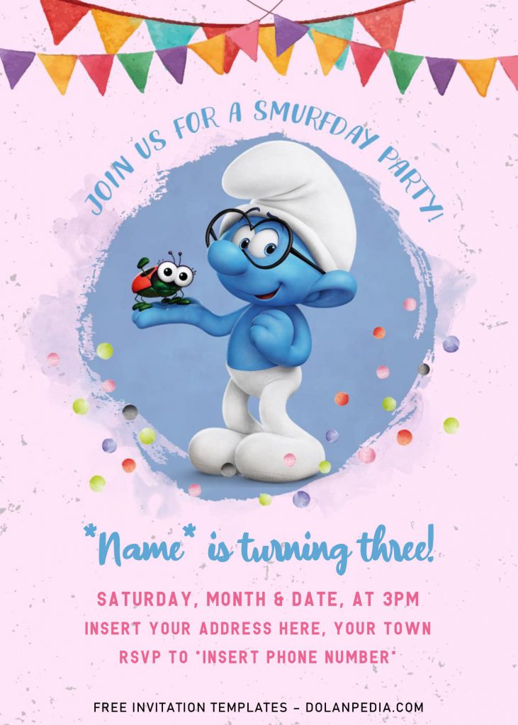 Free Smurf Birthday Invitation Templates For Word and has Brainy Smurf