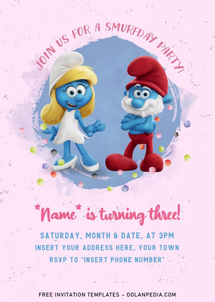 Free Smurf Birthday Invitation Templates For Word and has Papa Smurf