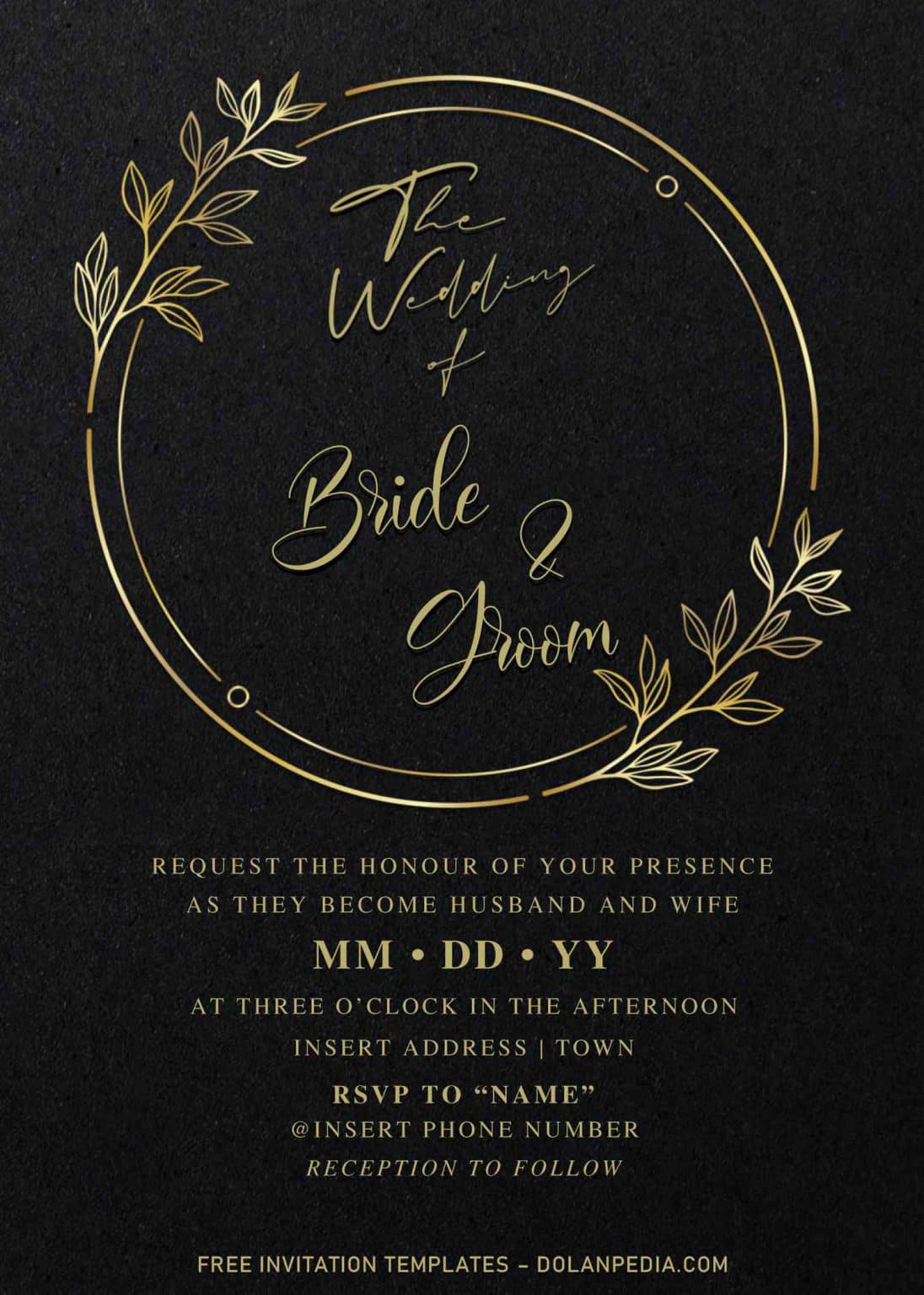 Free Elegant Black And Gold Wedding Invitation Templates For Word ...