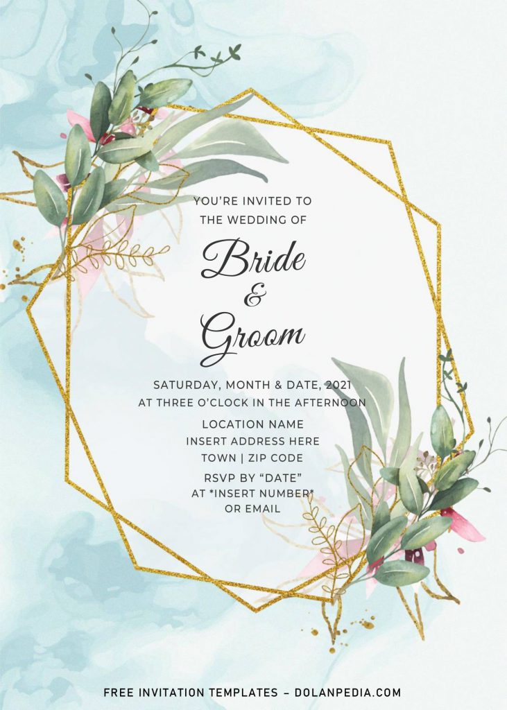 Free Gold Boho Wedding Invitation Templates For Word and has portrait design