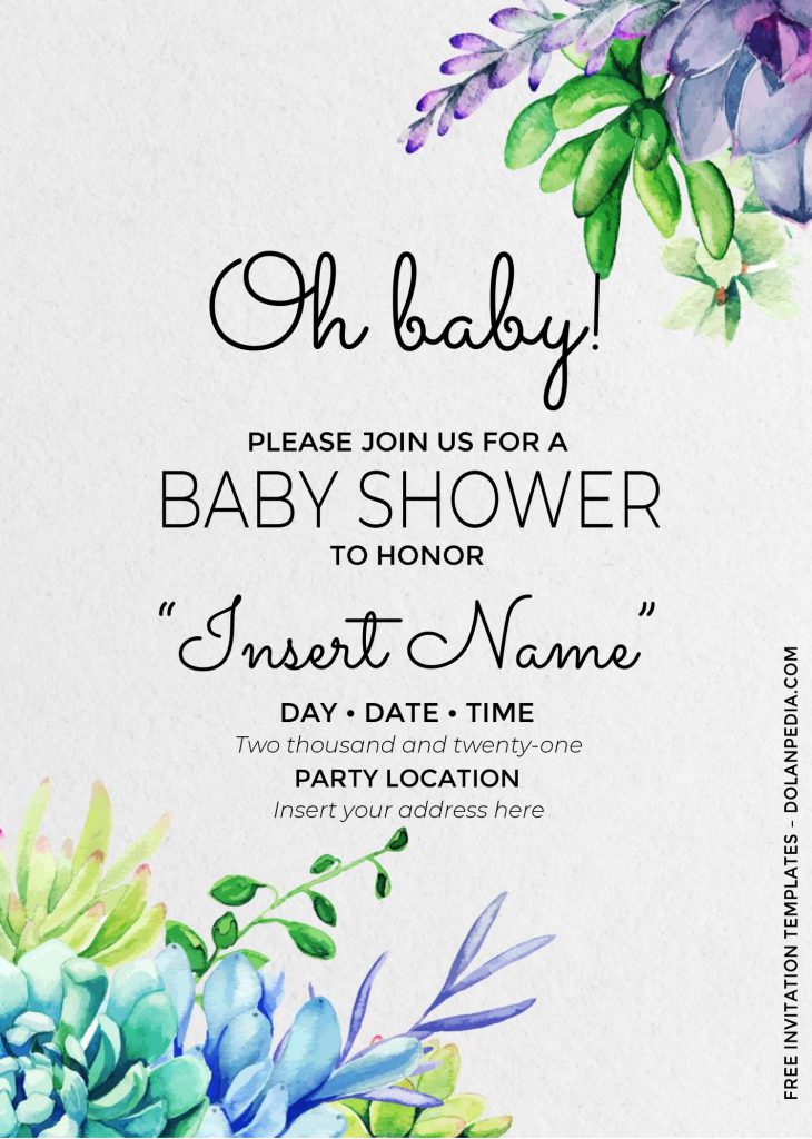Free Oh Baby Cactus Birthday Invitation Templates For Word