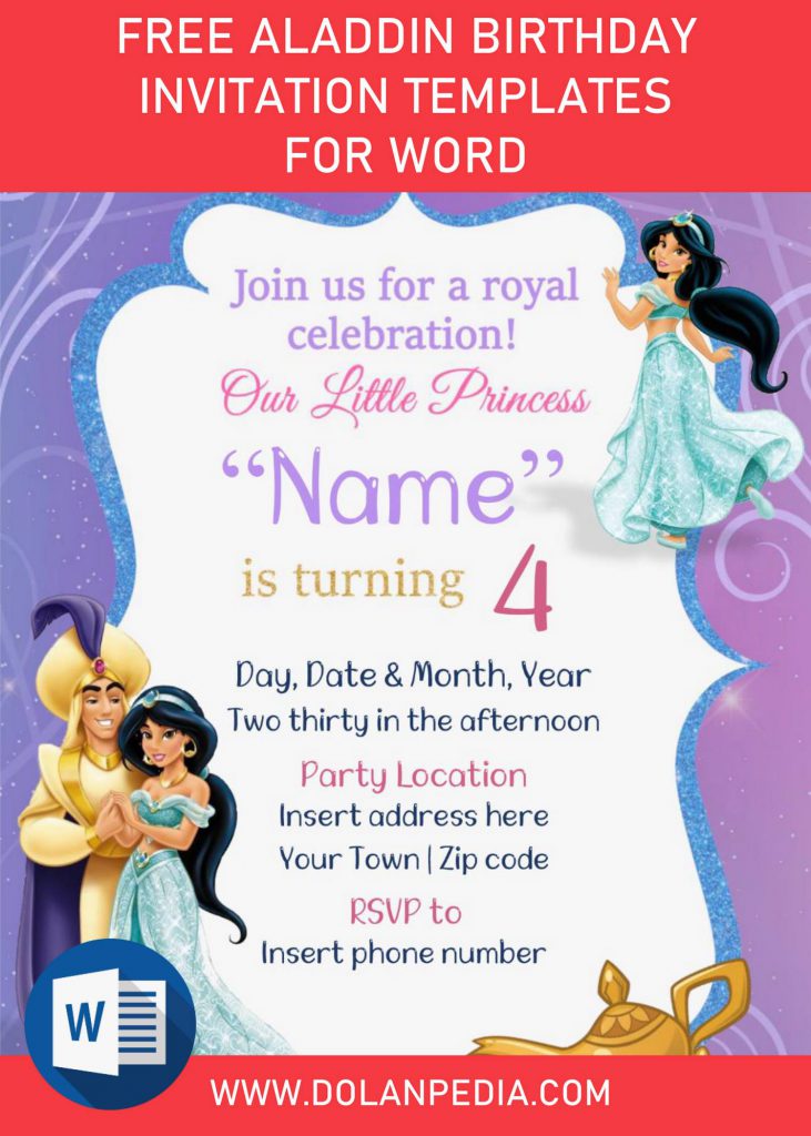 Free Aladdin Birthday Invitation Templates For Word