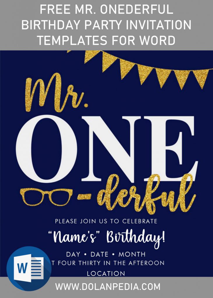 Free Mr. Onederful Birthday Party Invitation Templates For Word