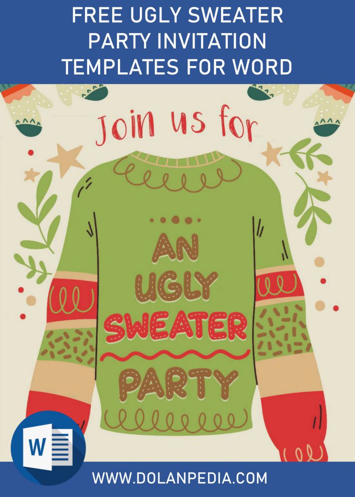Free Christmas Ugly Sweater Drive By Birthday Party Invitation Templates For Word