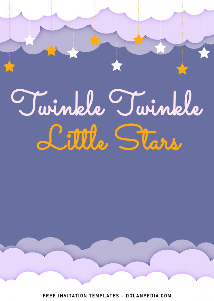 10+ Twinkle Little Stars Birthday Invitation Templates and has stars hanging on clouds