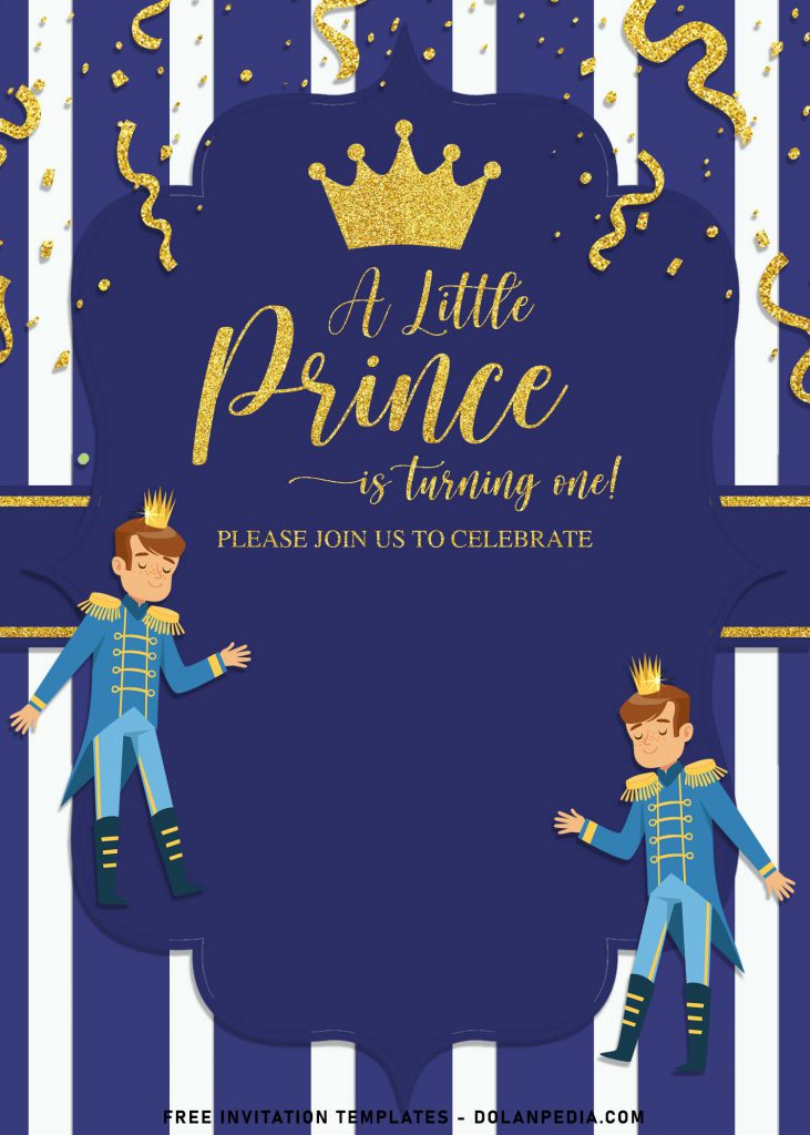 10+ Cool Gold Glitter Prince Charming Birthday Invitation Templates and has gold glitter prince crown