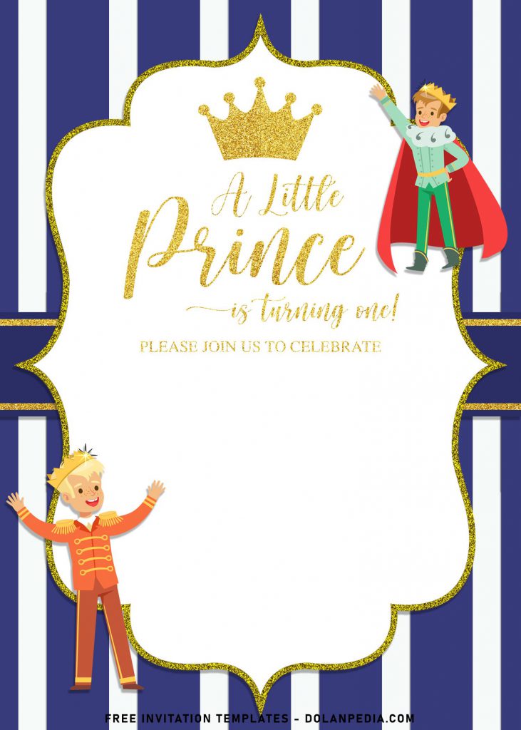 10+ Cool Gold Glitter Prince Charming Birthday Invitation Templates and has cute prince charming wearing his crown